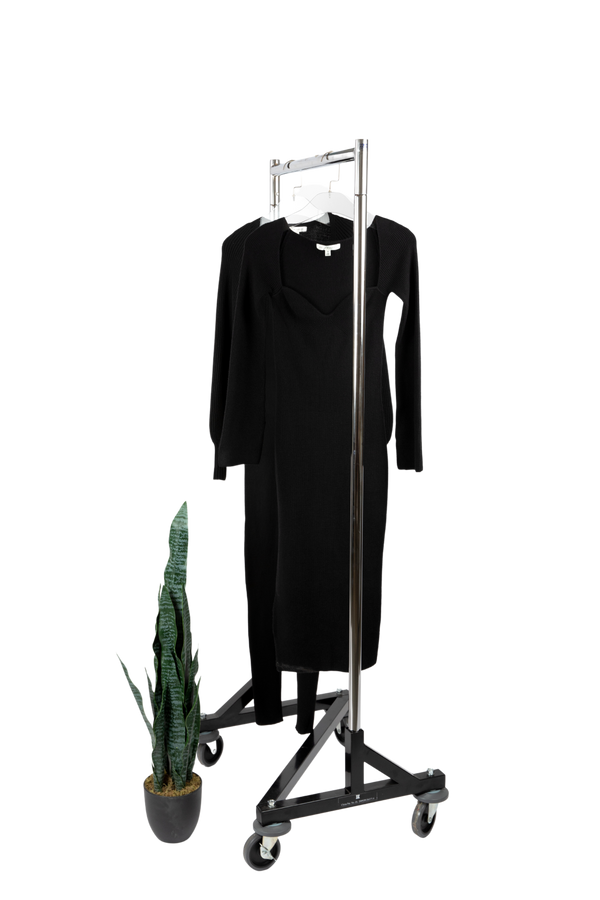Black Sweetheart Cut Sweater Dress