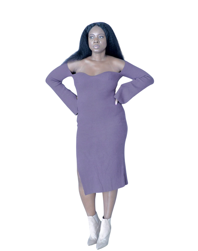 Chocolate Sweetheart Cut Sweater Dress