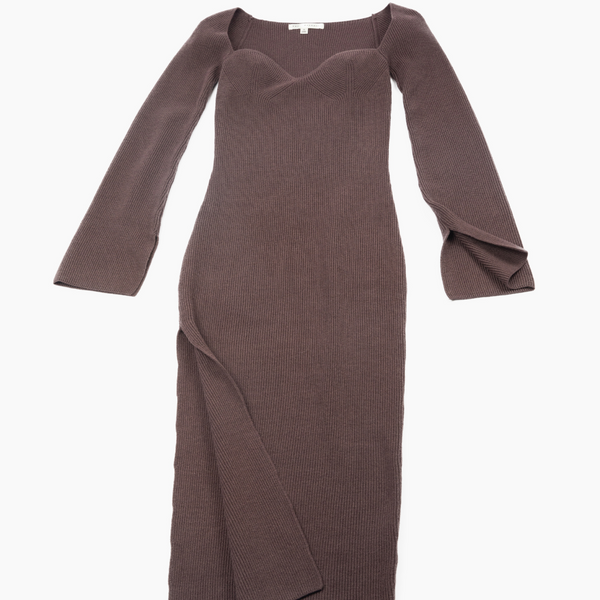 Chocolate Sweetheart Cut Sweater Dress