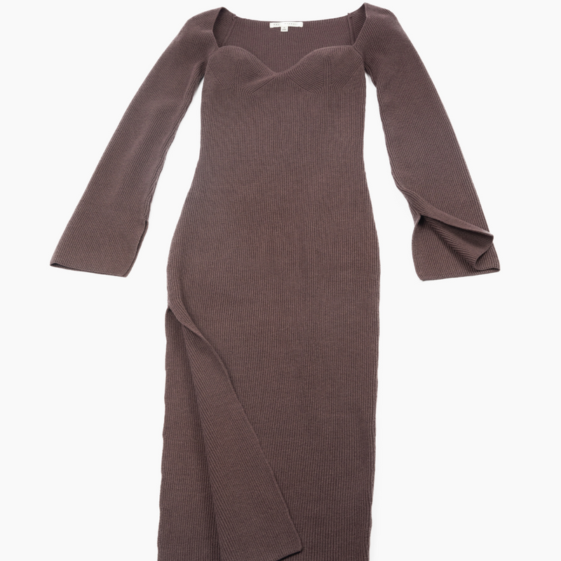 Chocolate Sweetheart Cut Sweater Dress