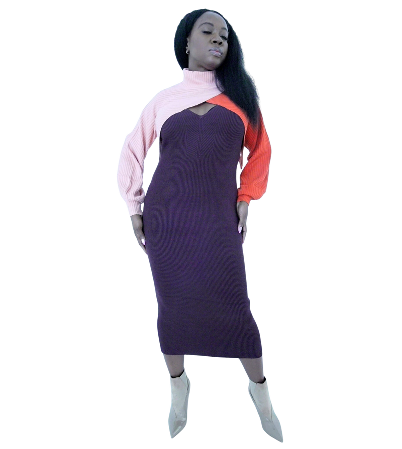 Midi Dress with removable turtleneck sweater top