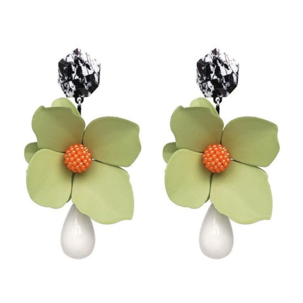 Floral Enamel Statement Earrings