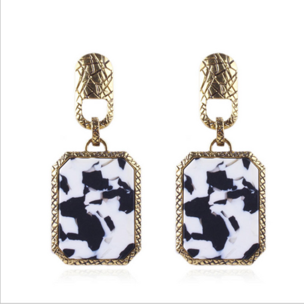 Speckled Black & White Earrings