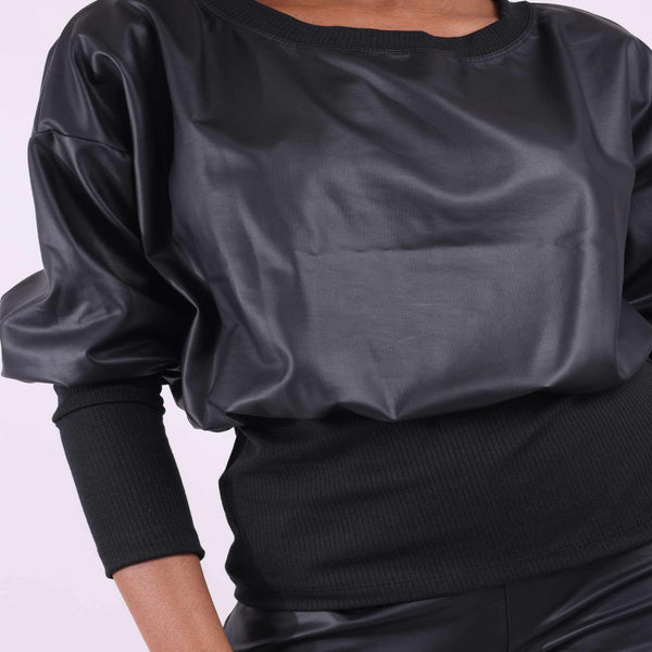 Black | Vegan Leather Top