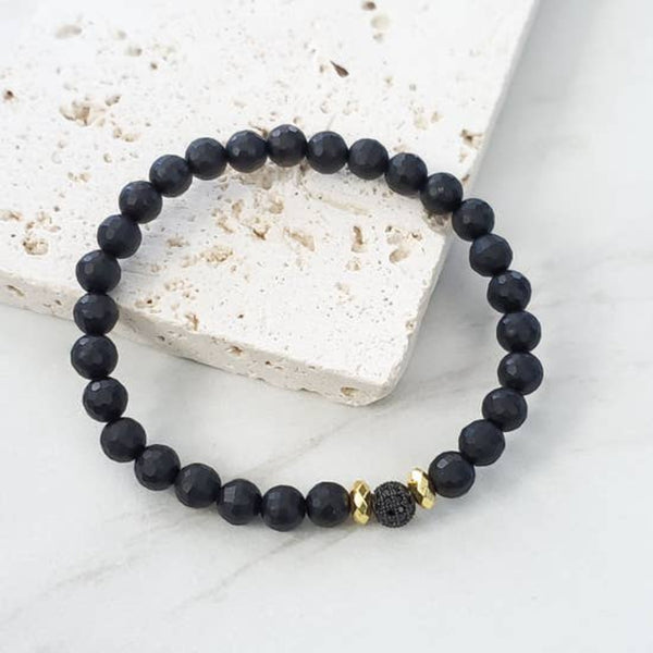 Expressions Bracelets - Pave Black Beaded Skinny Stacking Bracelet