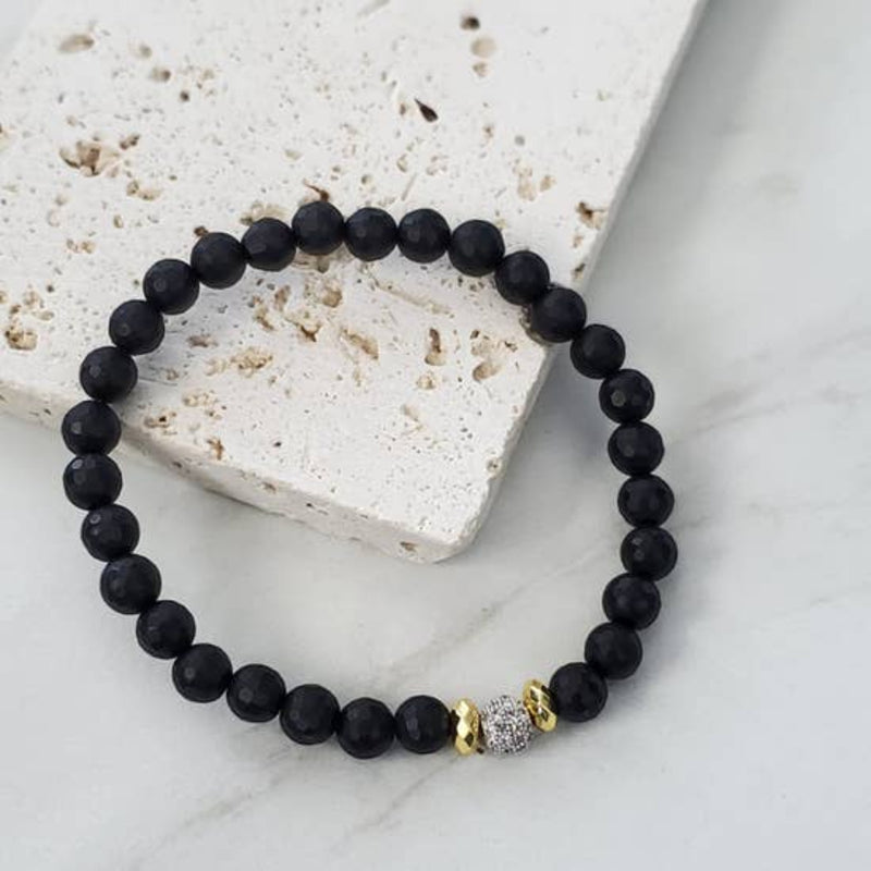Expressions Bracelets - Pave Black Beaded Skinny Stacking Bracelet